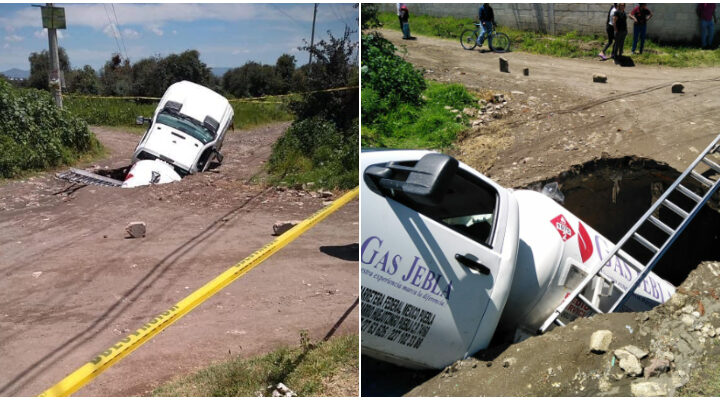 Nuevo socavón en Huejotzingo, Puebla, se traga una pipa de gas