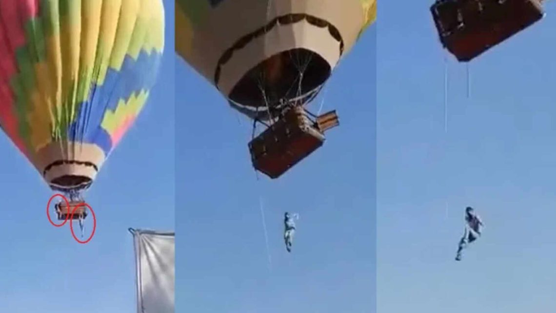 El joven de Israel se colgó de la cansta del globo aerostático que volaba aproximadamente a 50 metros de altura