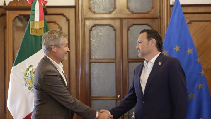 El gobernador de Querétaro, Mauricio Kuri González, sostuvo una reunión de trabajo con el embajador de la Unión Europea en México.