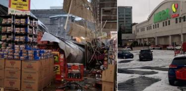 En redes sociales circulan imágenes que muestran el derrumbe del techo de un supermercado a causa de las fuertes lluvias