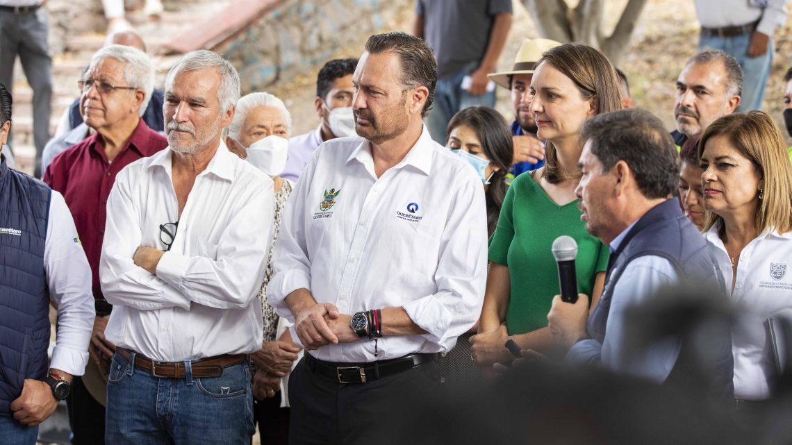 El gobernador, Mauricio Kuri González, constató los avances de los trabajos de mejoramiento urbano que se ejecutan en los fraccionamientos Las Hadas y Las Brujas.
