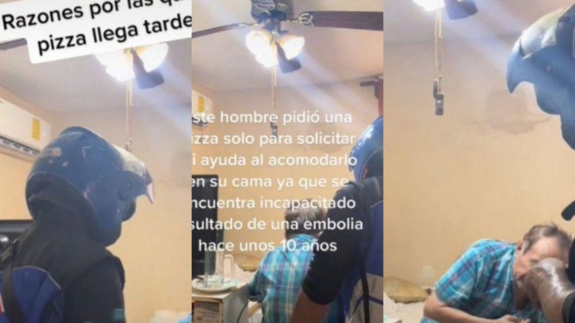 el hombre en Cancún, Quintana Roo, pidió una pizza para solicitar su ayuda para acomodarse en su cama, ya que se encuentra incapacitado por una embolia