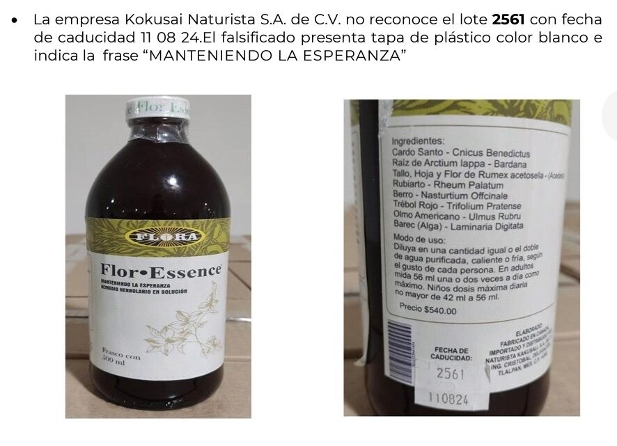 COFEPRIS emite alerta sanitaria sobre la falsificación del producto Flor Essence