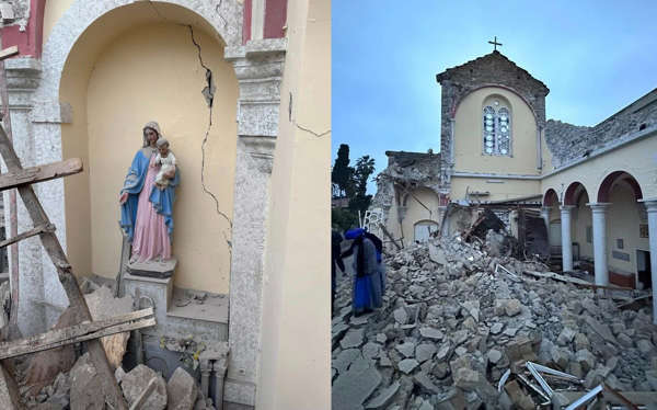 ¿Un milagro? Cae Catedral tras sismo en Turquía; imagen de la Virgen queda intacta