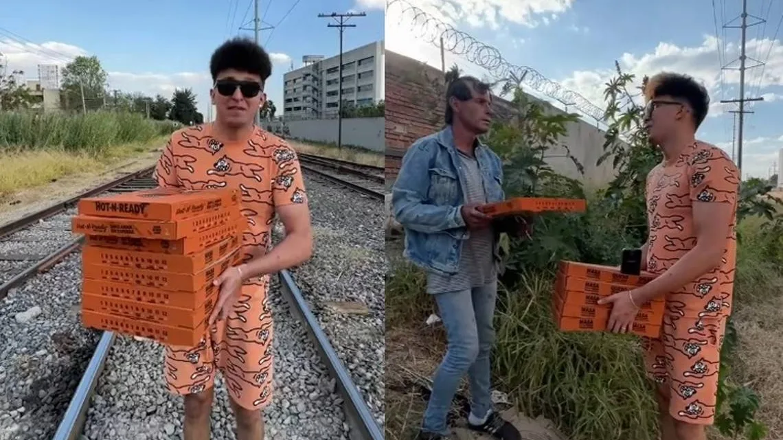 “HotSpanish” regresa al lugar donde fue asaltado para regalar pizzas y esto pasa 