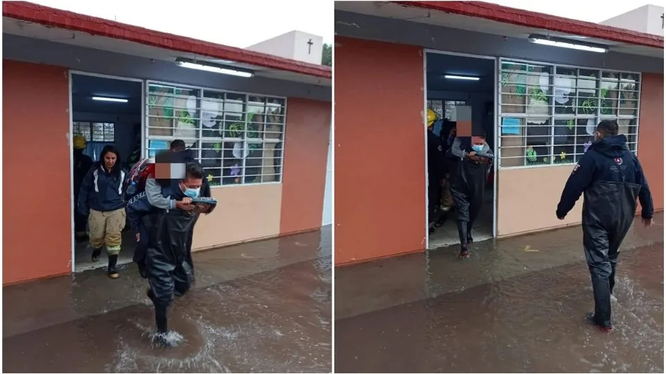 Desalojan a niños de primaria en Pachuca por inundación