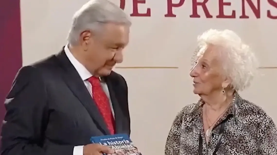 López Obrador recibe a Estela de Carlotto, fundadora de las Abuelas de Plaza de Mayo de Argentina