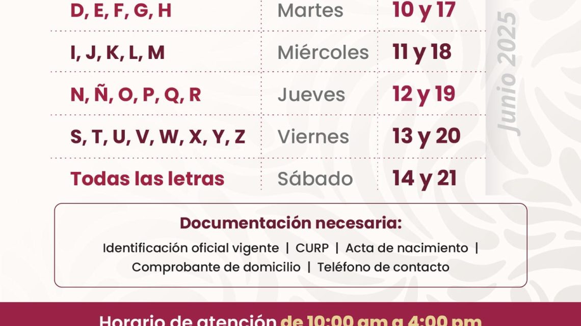 La mañana de este 9 de junio, por medio de “La Mañanera del Pueblo”, se dio a conocer el calendario oficial para el registro de Mujeres Bienestar, el cual se llevará a cabo durante este mes de junio