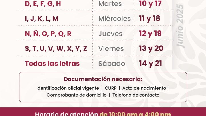 La mañana de este 9 de junio, por medio de “La Mañanera del Pueblo”, se dio a conocer el calendario oficial para el registro de Mujeres Bienestar, el cual se llevará a cabo durante este mes de junio