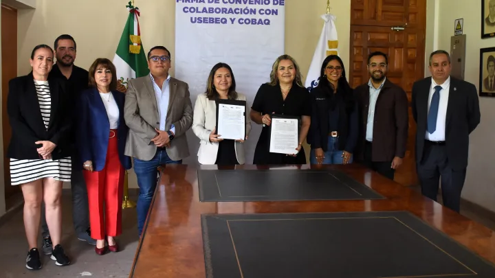 Firma titular de USEBEQ convenio para proteger infancias