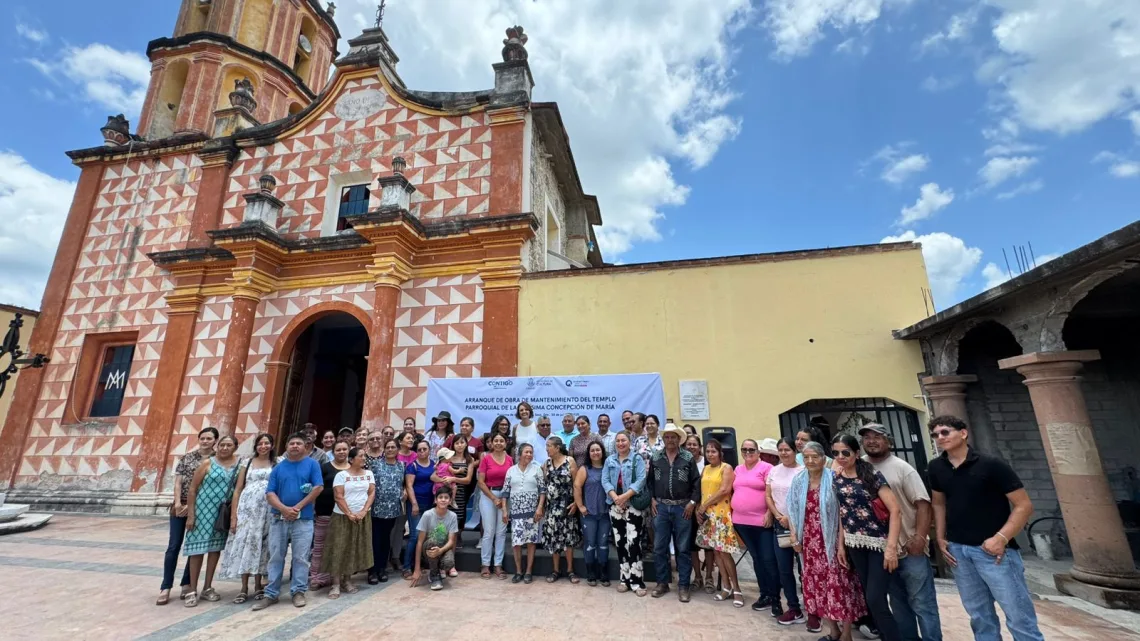 Anuncia López Birlain obras de mantenimiento para el Templo de la Purísima Concepción, en Arroyo Seco
