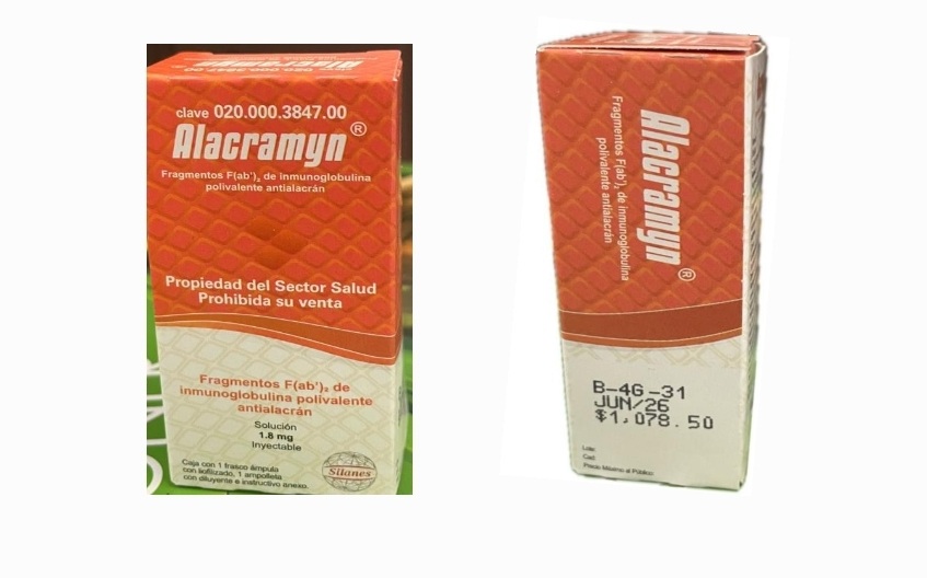 Emite COFEPRIS Alerta Sanitaria por robo del producto Alacramyn