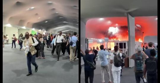 El personal de seguridad rápidamente aisló la zona del incendio y ordenó la evacuación de las decenas de personas presentes en la COP30