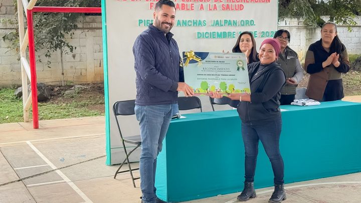 Certifica SESA a Comunidad y Espacio de Recreación Saludable en Piedras Anchas, Jalpan de Serra